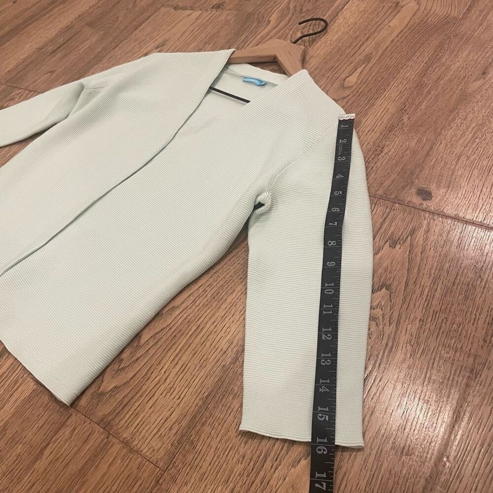 J. McLaughlin La Jolla Pastel Mint Green Open Front Ribbed Cardigan Sweater S - Picture 10 of 11
